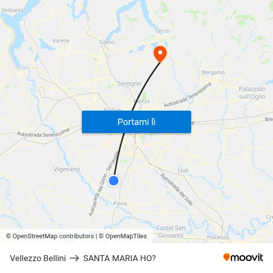Vellezzo Bellini to SANTA MARIA HO? map
