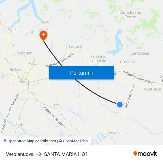 Verolanuova to SANTA MARIA HO? map
