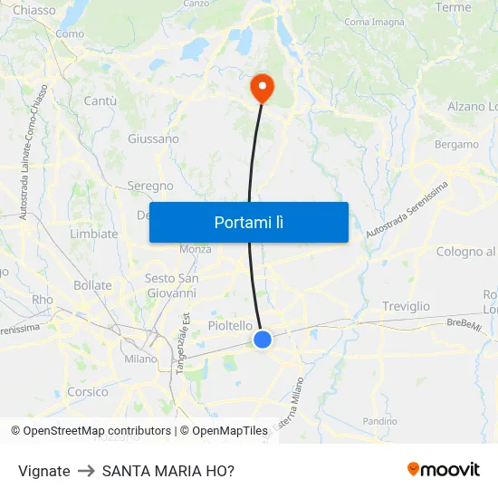 Vignate to SANTA MARIA HO? map