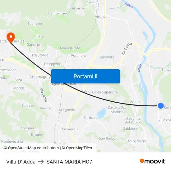 Villa D' Adda to SANTA MARIA HO? map