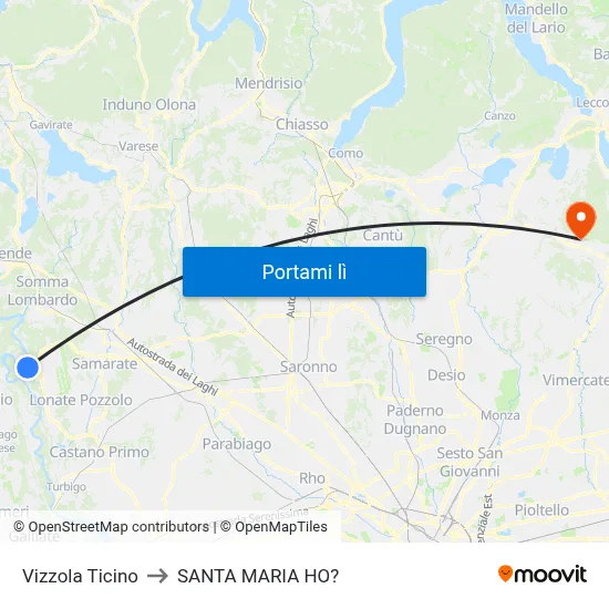 Vizzola Ticino to SANTA MARIA HO? map