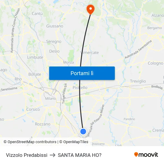 Vizzolo Predabissi to SANTA MARIA HO? map