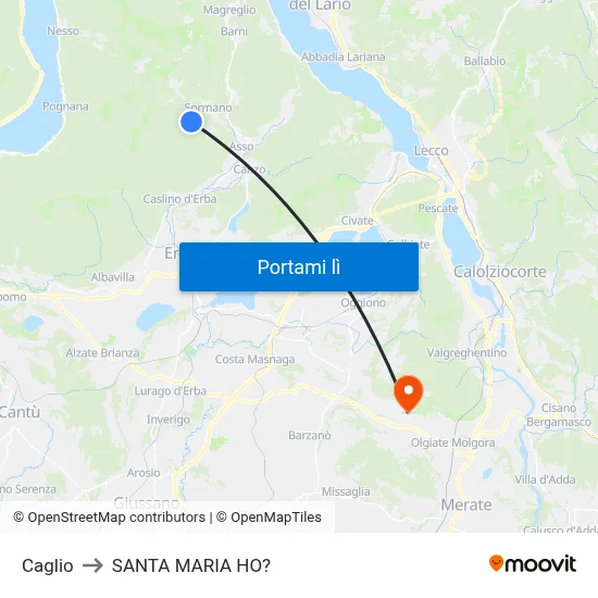 Caglio to SANTA MARIA HO? map