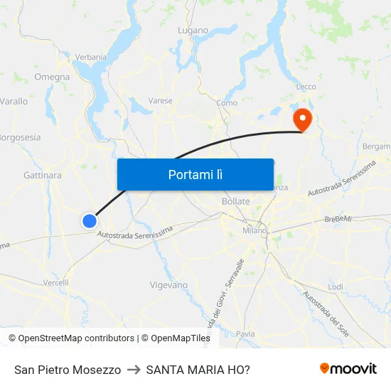 San Pietro Mosezzo to SANTA MARIA HO? map