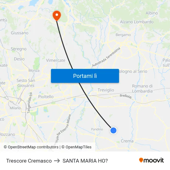 Trescore Cremasco to SANTA MARIA HO? map