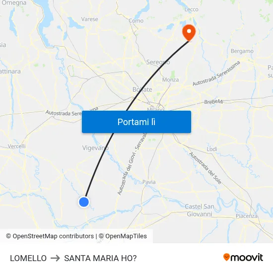 LOMELLO to SANTA MARIA HO? map