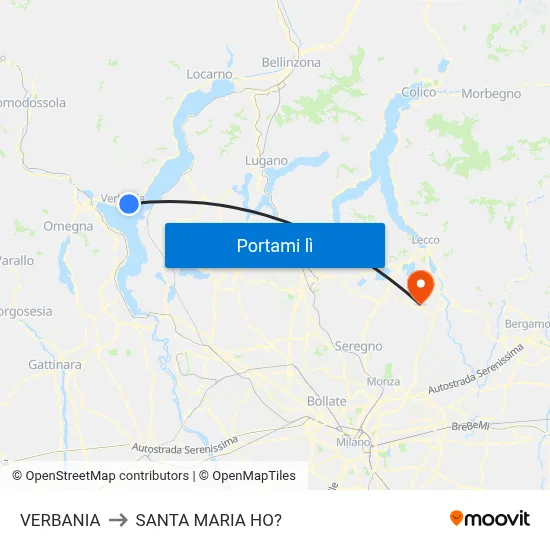 VERBANIA to SANTA MARIA HO? map