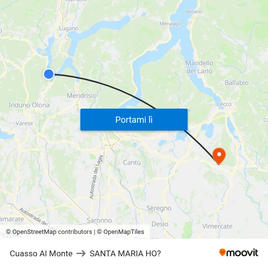 Cuasso Al Monte to SANTA MARIA HO? map