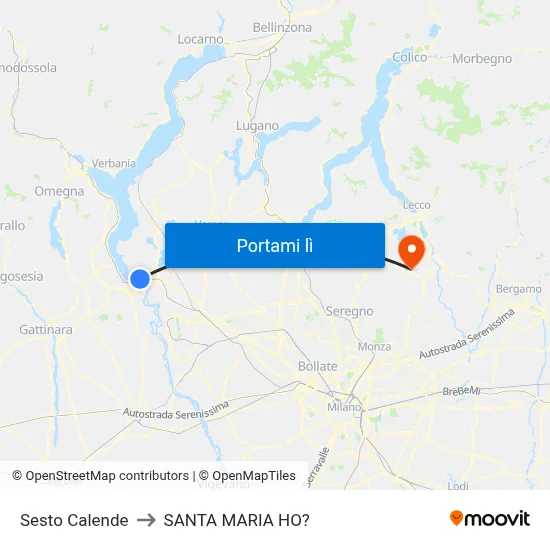 Sesto Calende to SANTA MARIA HO? map
