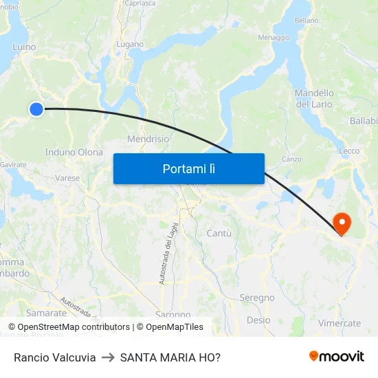 Rancio Valcuvia to SANTA MARIA HO? map