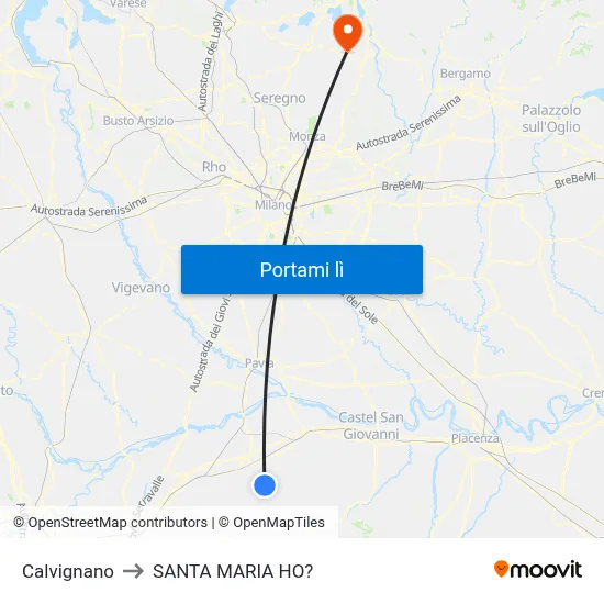 Calvignano to SANTA MARIA HO? map