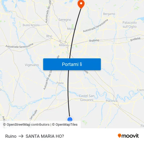 Ruino to SANTA MARIA HO? map