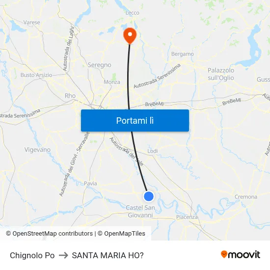 Chignolo Po to SANTA MARIA HO? map