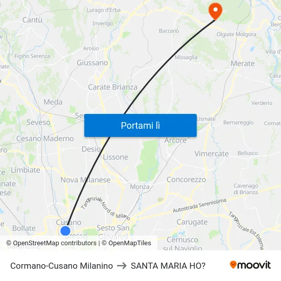 Cormano-Cusano Milanino to SANTA MARIA HO? map