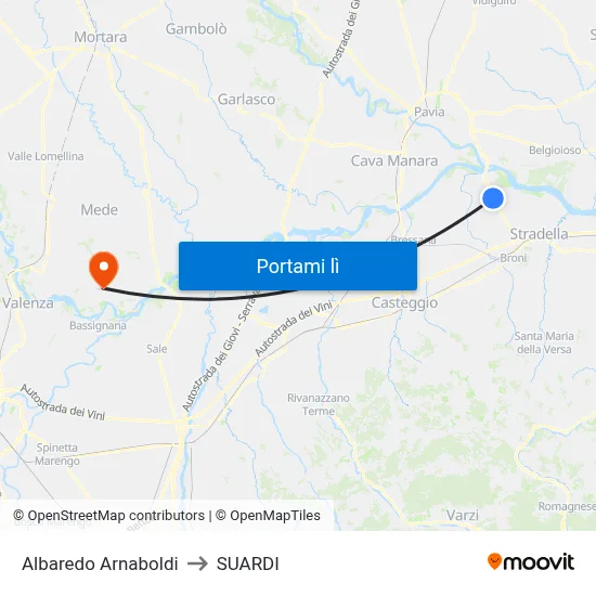 Albaredo Arnaboldi to SUARDI map