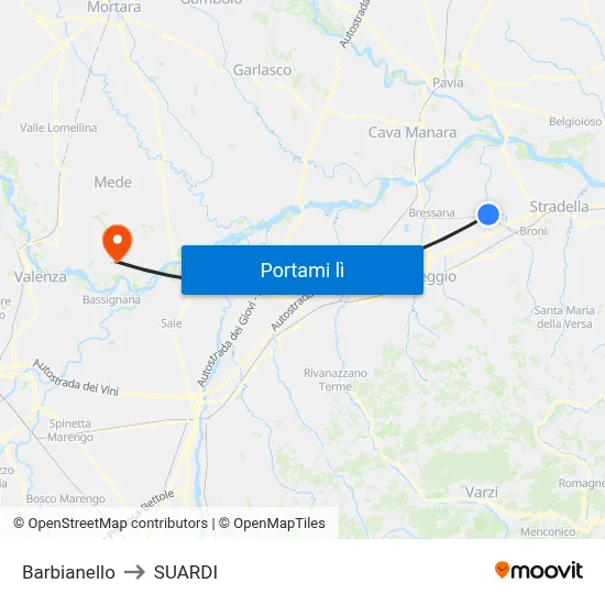 Barbianello to SUARDI map