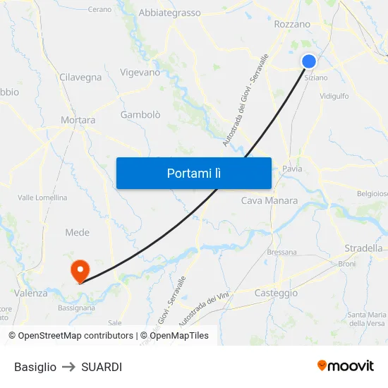 Basiglio to SUARDI map