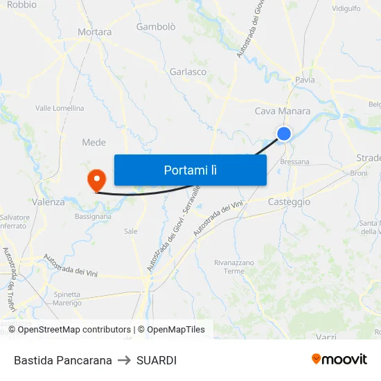 Bastida Pancarana to SUARDI map