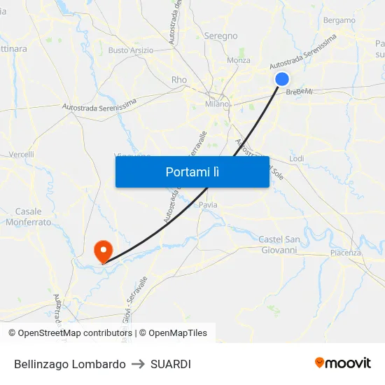 Bellinzago Lombardo to SUARDI map