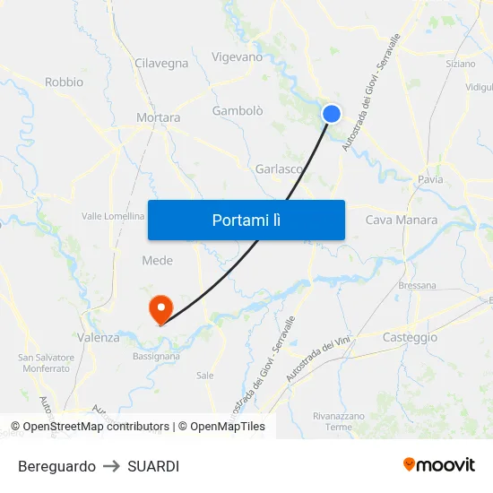 Bereguardo to SUARDI map