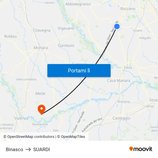 Binasco to SUARDI map