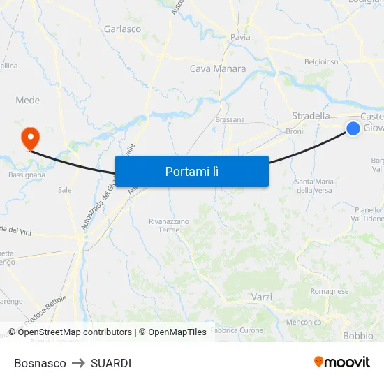 Bosnasco to SUARDI map