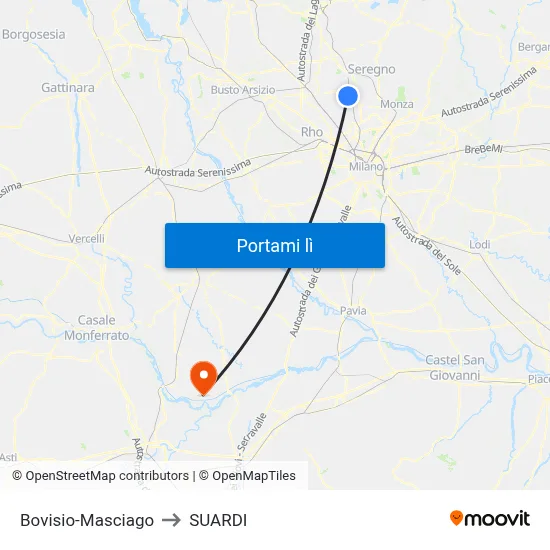 Bovisio-Masciago to SUARDI map