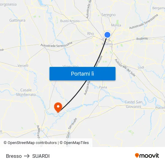 Bresso to SUARDI map