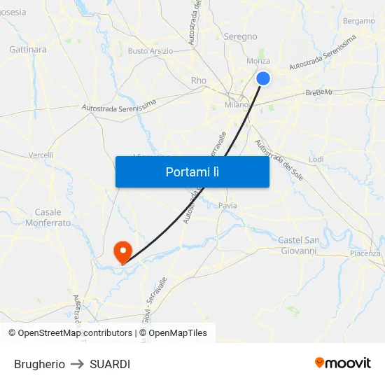 Brugherio to SUARDI map