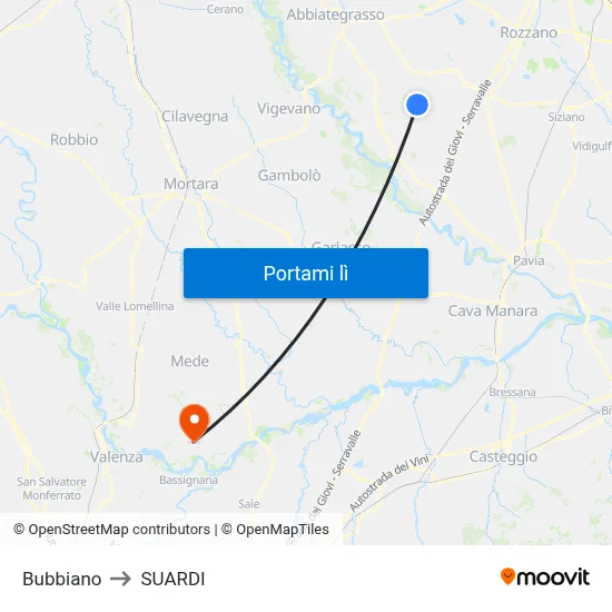 Bubbiano to SUARDI map