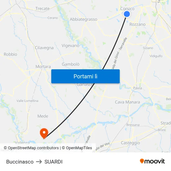 Buccinasco to SUARDI map