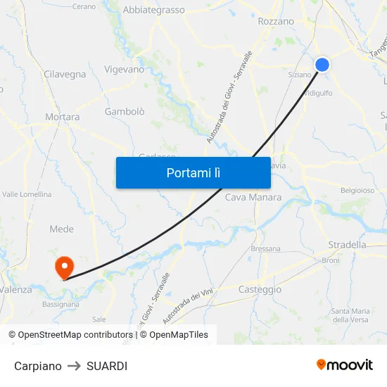 Carpiano to SUARDI map