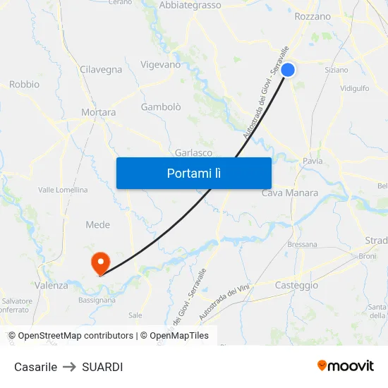 Casarile to SUARDI map