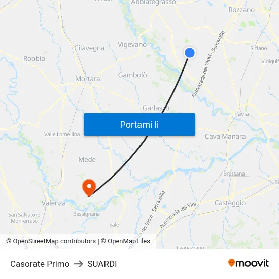 Casorate Primo to SUARDI map