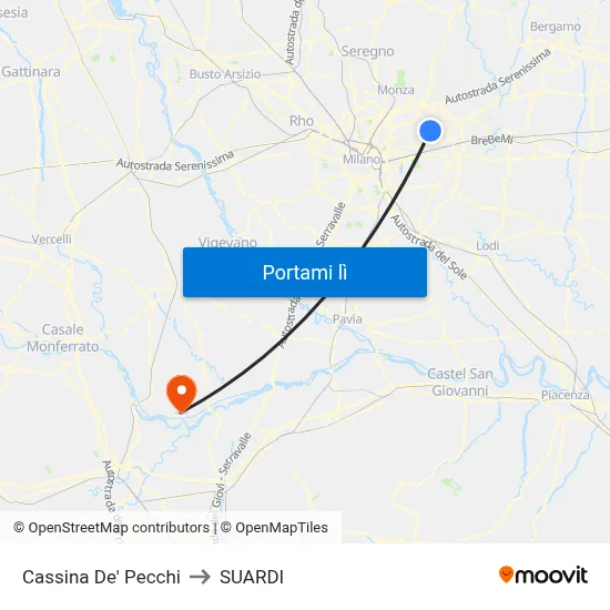 Cassina De' Pecchi to SUARDI map