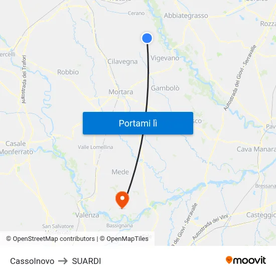 Cassolnovo to SUARDI map
