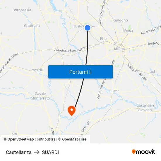 Castellanza to SUARDI map