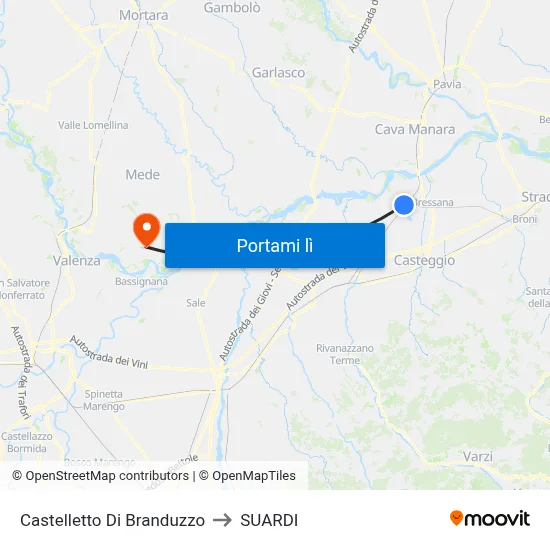 Castelletto Di Branduzzo to SUARDI map