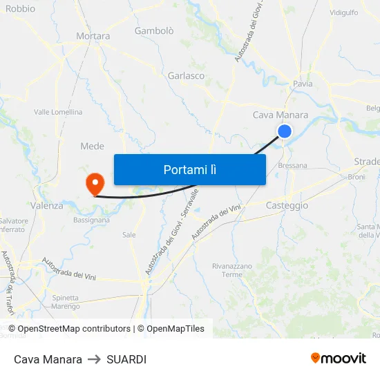 Cava Manara to SUARDI map