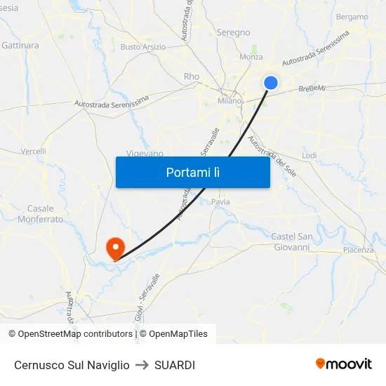 Cernusco Sul Naviglio to SUARDI map