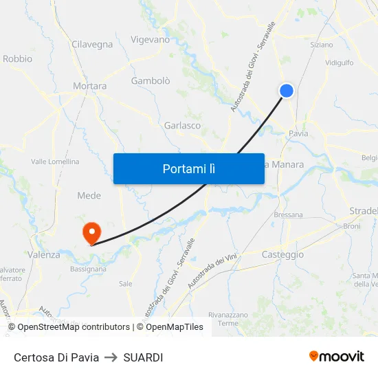 Certosa Di Pavia to SUARDI map