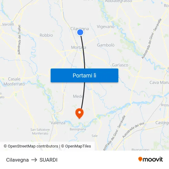 Cilavegna to SUARDI map