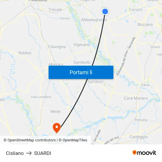 Cisliano to SUARDI map