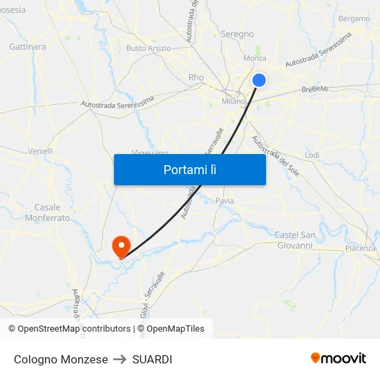Cologno Monzese to SUARDI map