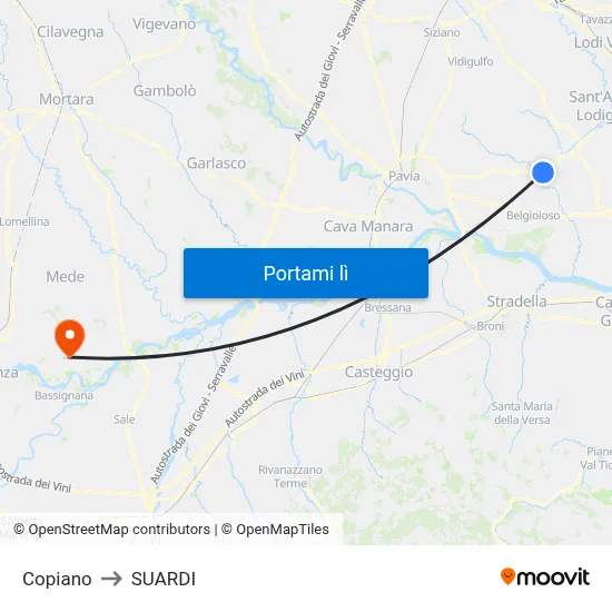 Copiano to SUARDI map