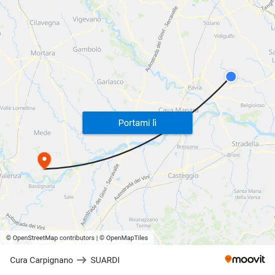 Cura Carpignano to SUARDI map
