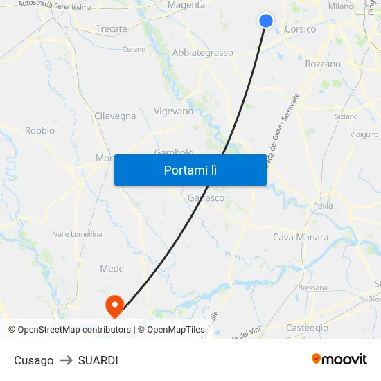 Cusago to SUARDI map