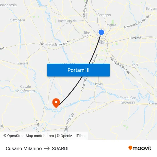 Cusano Milanino to SUARDI map