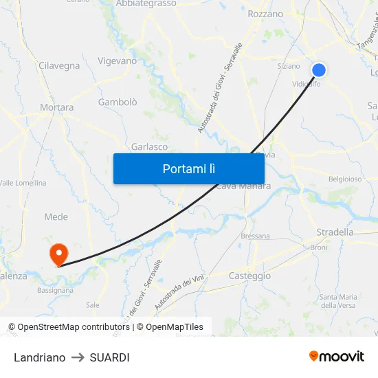 Landriano to SUARDI map