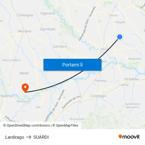 Lardirago to SUARDI map